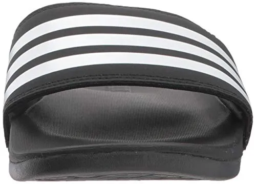 adidas Women's Adilette Comfort Slide Sandal, Black/White/Black, 10 M US