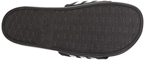 adidas Women's Adilette Comfort Slide Sandal, Black/White/Black, 10 M US