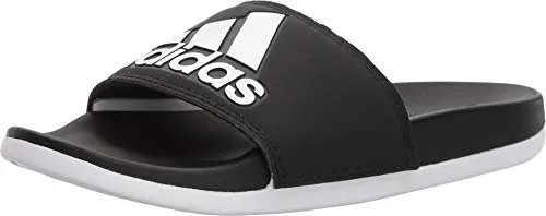 adidas Women's Adilette Comfort Slide Sandal, Black/White/Black, 10 M US