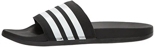 adidas Women's Adilette Comfort Slide Sandal, Black/White/Black, 10 M US
