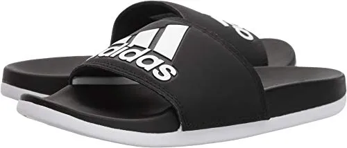 adidas Women's Adilette Comfort Slide Sandal, Black/White/Black, 10 M US