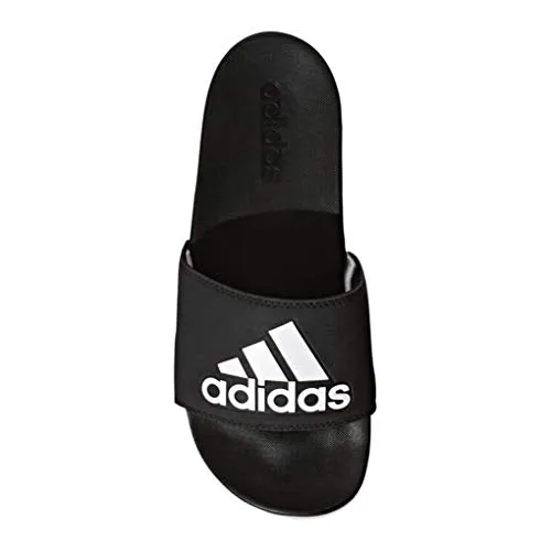 adidas Women's Adilette Comfort Slide Sandal, Black/White/Black, 10 M US