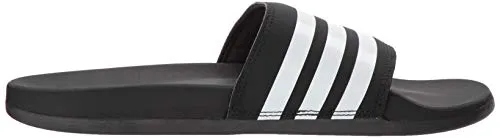 adidas Women's Adilette Comfort Slide Sandal, Black/White/Black, 10 M US