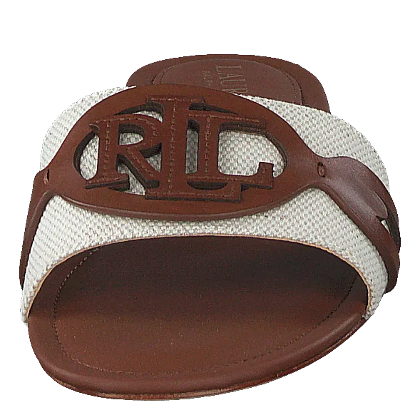Alegra Canvas-Leather Slide Sandal Natural / Deep Saddle Tan