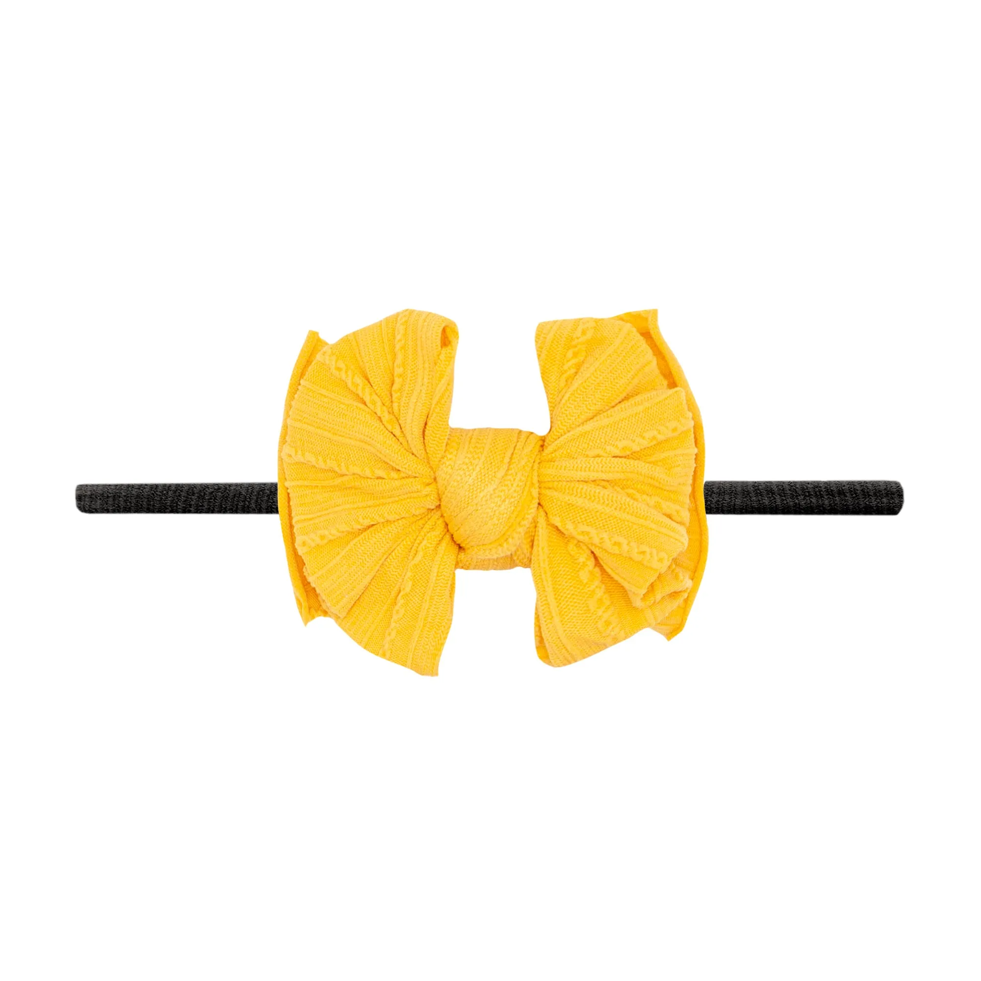 Baby Bling Mustard / Black Cable Knit Lil FAB Skinny Headband