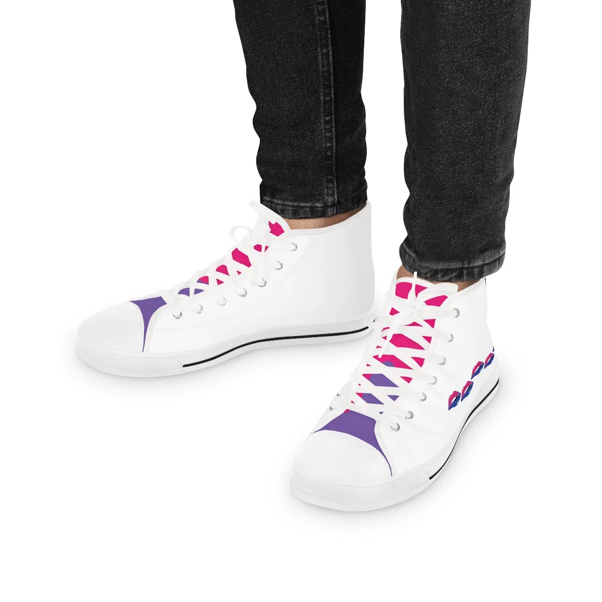 Bisexual Flag Kisses LGBTQ High Top Sneakers Unisex Size