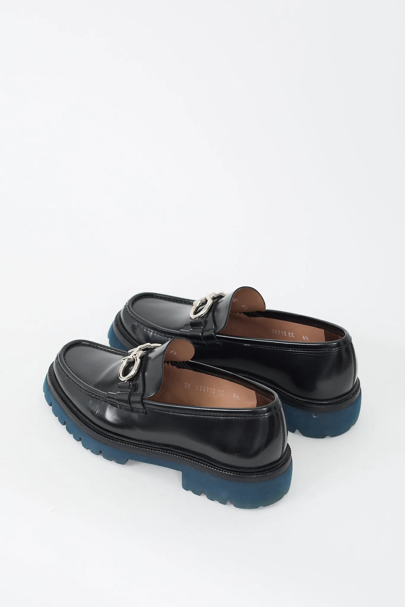 Black Leather Double Gancini Bleecker Loafer