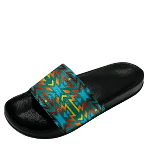 Fire Colors and Turquoise Teal Slide Sandals