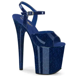 Flamingo-809GP Navy Blue Glitter Patent, 8" Heels
