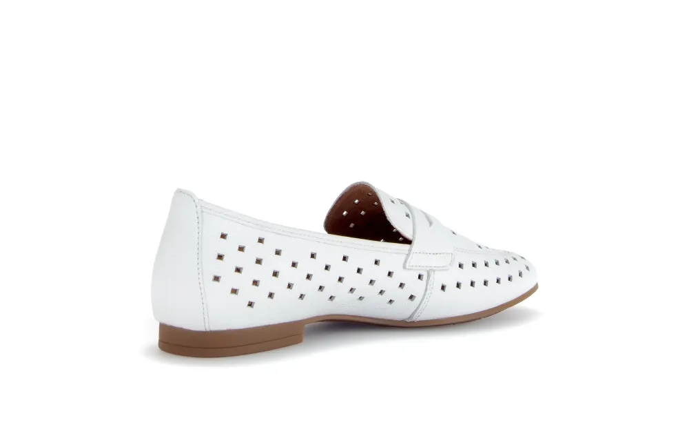 Gabor White Laser Cut Loafer |6521921