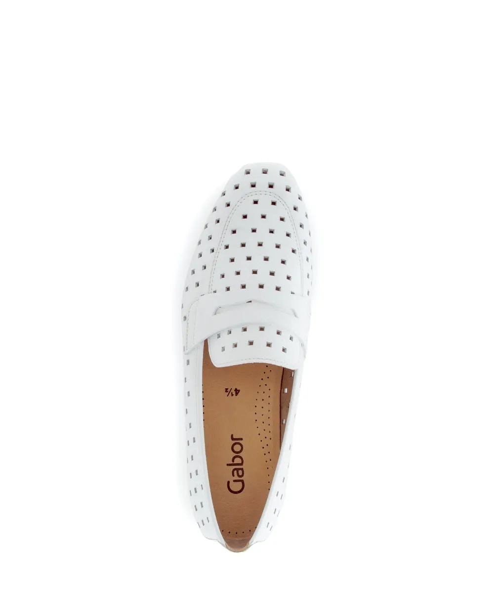 Gabor White Laser Cut Loafer |6521921