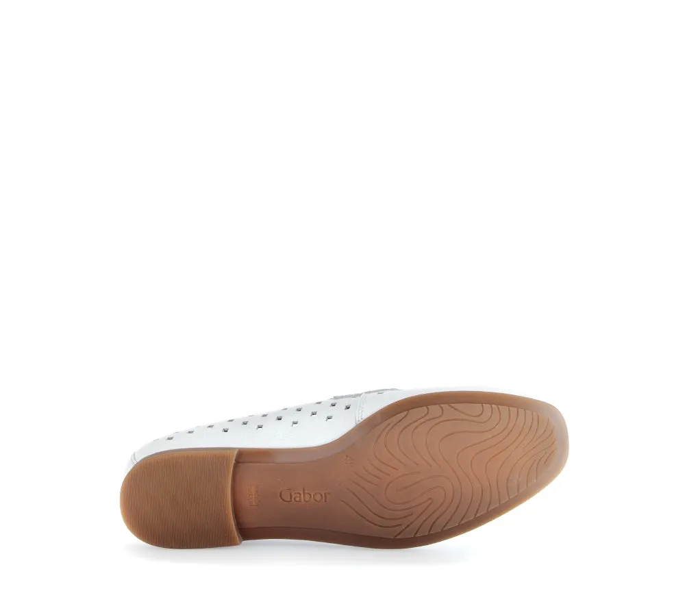Gabor White Laser Cut Loafer |6521921