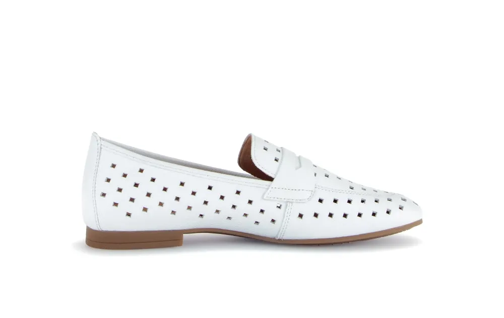 Gabor White Laser Cut Loafer |6521921