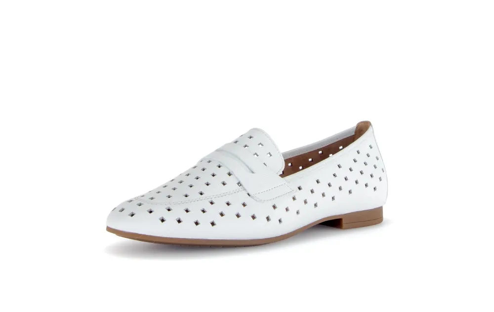 Gabor White Laser Cut Loafer |6521921