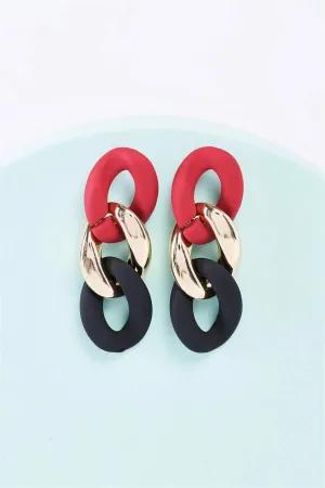 Gold & Multi Large Chain Link Earrings