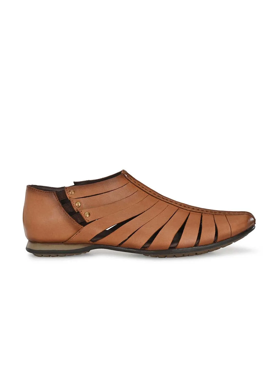 Hitz Men's Tan Leather Slip-On Shoes