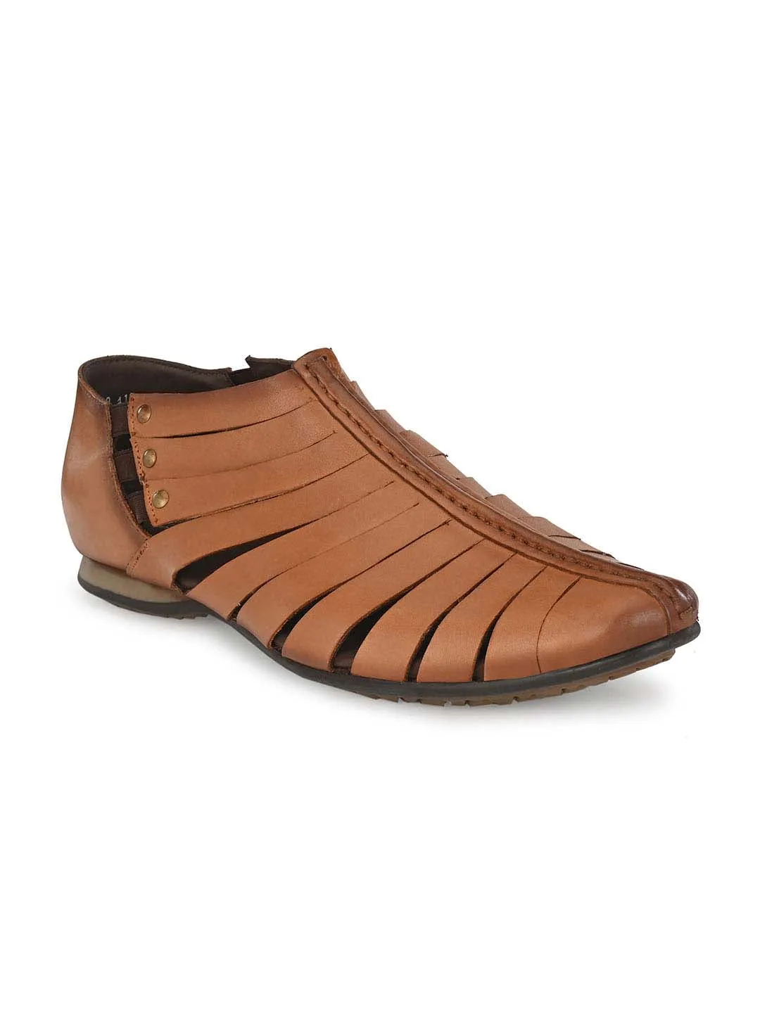 Hitz Men's Tan Leather Slip-On Shoes