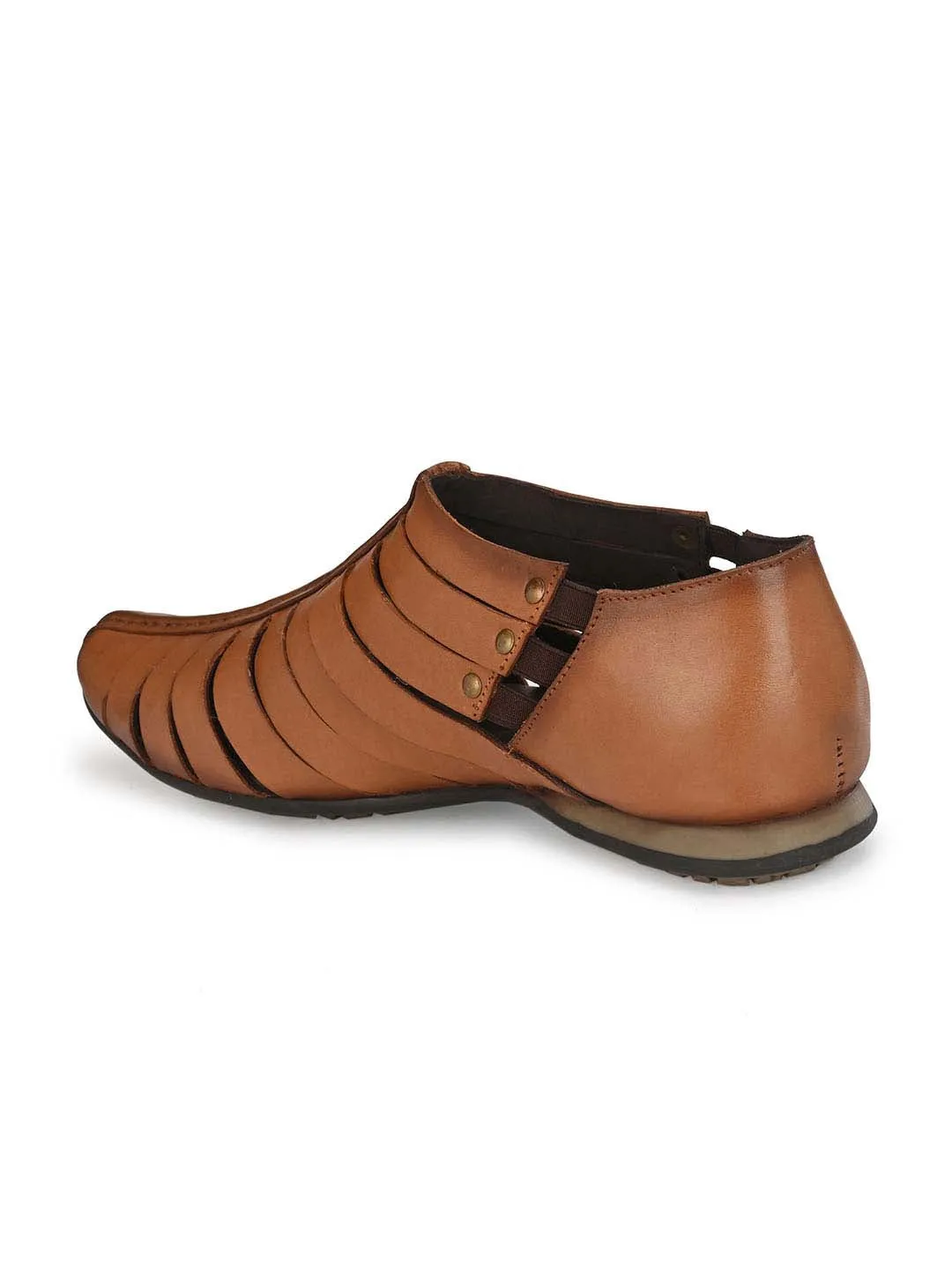 Hitz Men's Tan Leather Slip-On Shoes