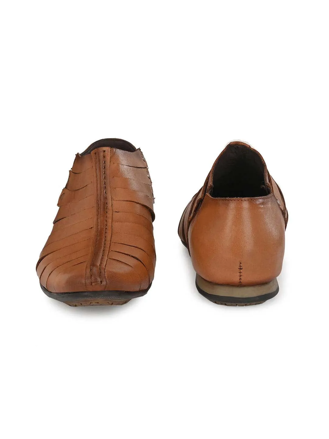 Hitz Men's Tan Leather Slip-On Shoes
