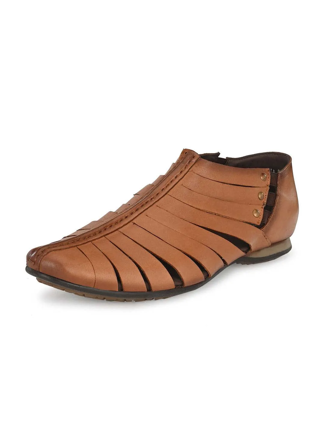 Hitz Men's Tan Leather Slip-On Shoes