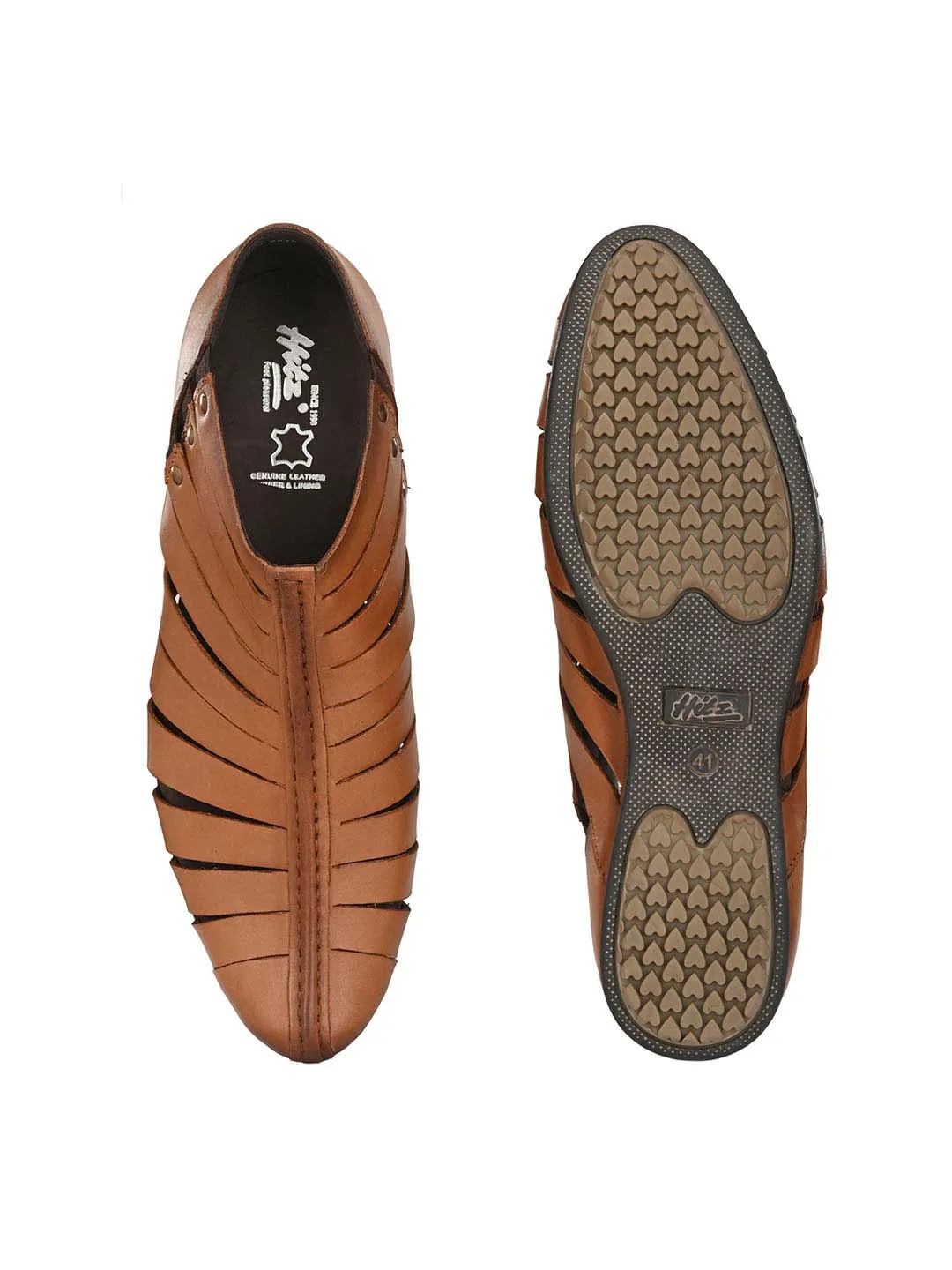 Hitz Men's Tan Leather Slip-On Shoes