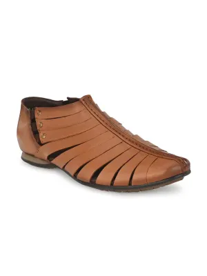 Hitz Men's Tan Leather Slip-On Shoes