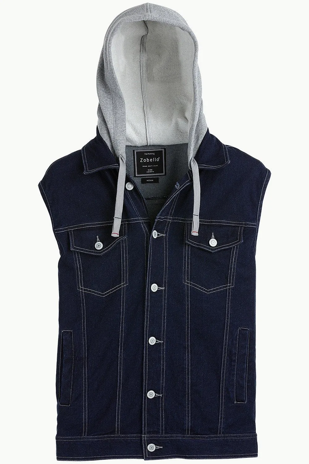 Hooded Sleeveless Denim Jacket