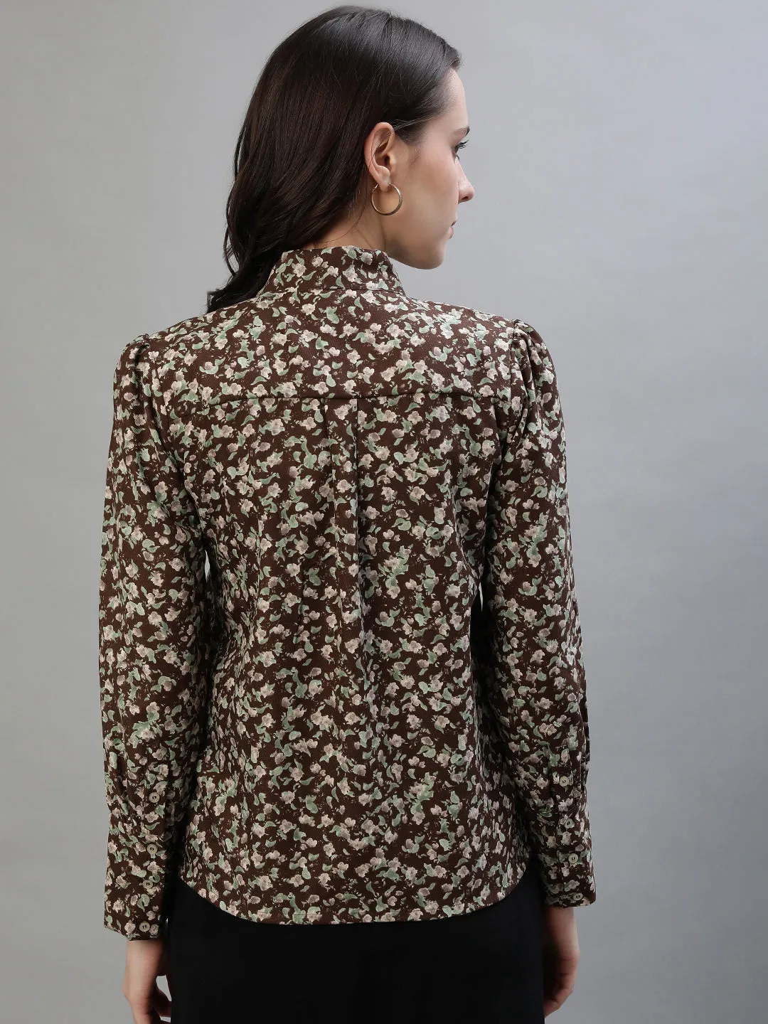Iconic Women Multicolor Printed Tie Up Neck Full Sleeves Top
