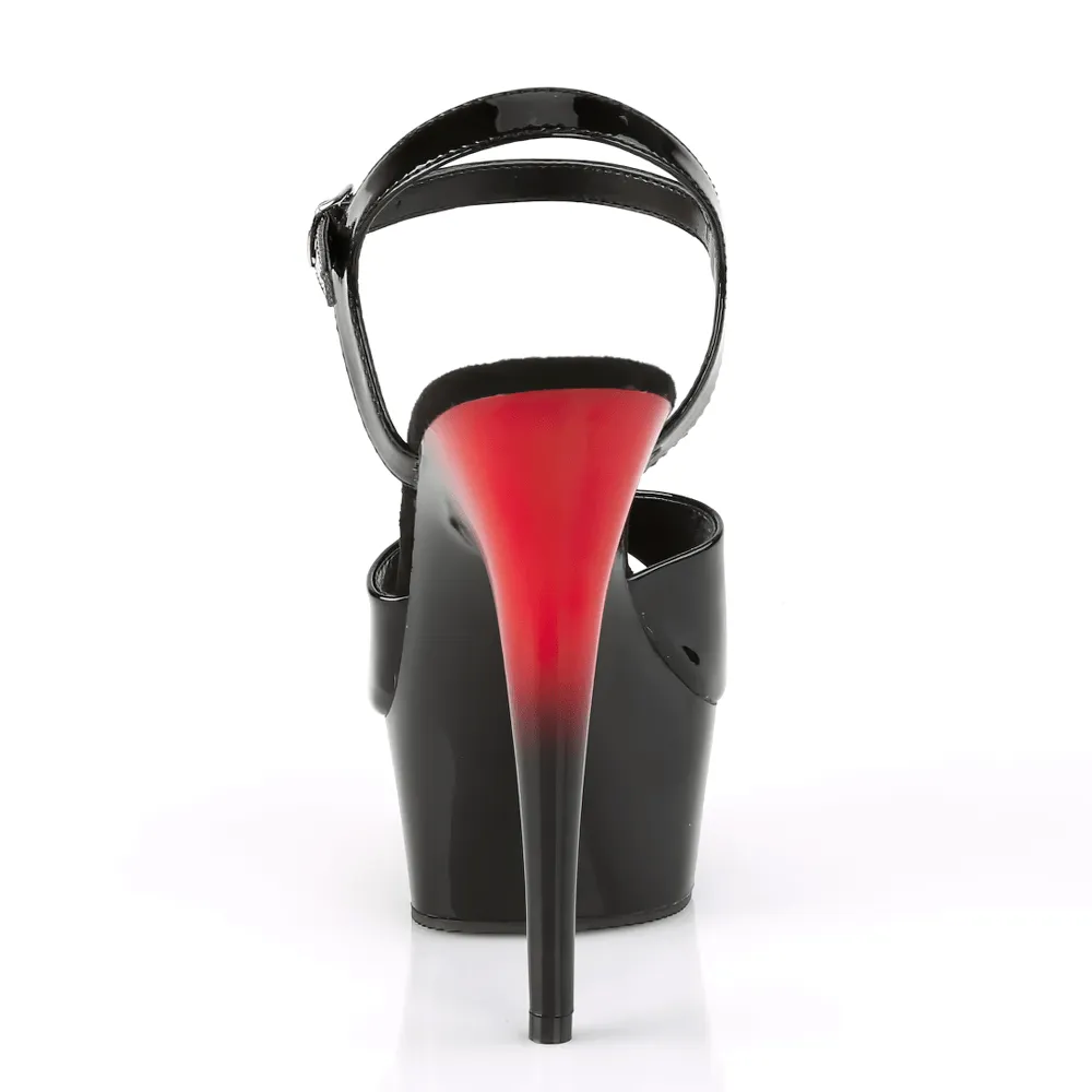 PLEASER Black and Red Two-Tone Stiletto Platform Sandals