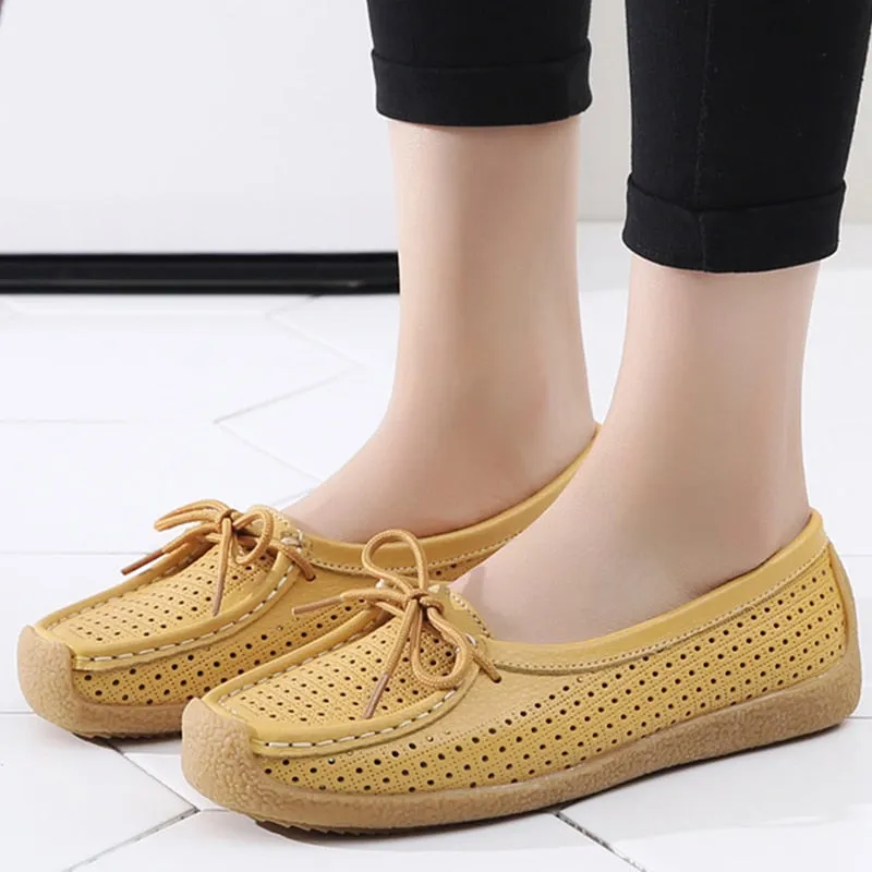 Sonicelife  Women Breathable Summer Platform Shoes Comfortable Bottom Lace Up Nurses Shoes Slip-On Loafers Light Sneakers Zapatos De Mujer