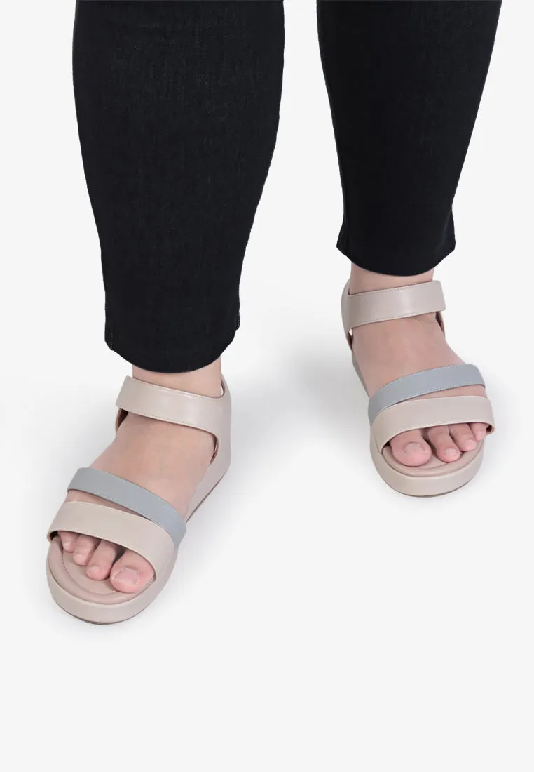 Stride Strap Platform Sandals - Beige