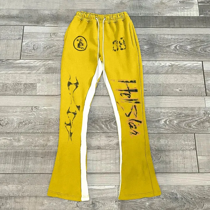 Unisex Men's Unisex Casual Street Style Retro Print Color Matching Flared SweatPants