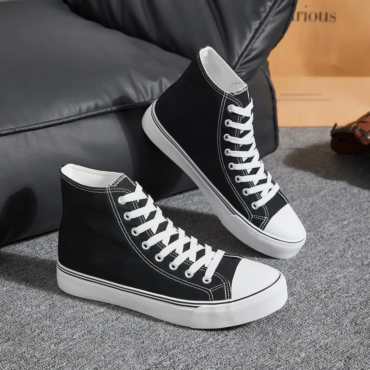 yageyan Mens High Top Canvas Sneakers Fashion Lace up Walking Shoes Casual Classic